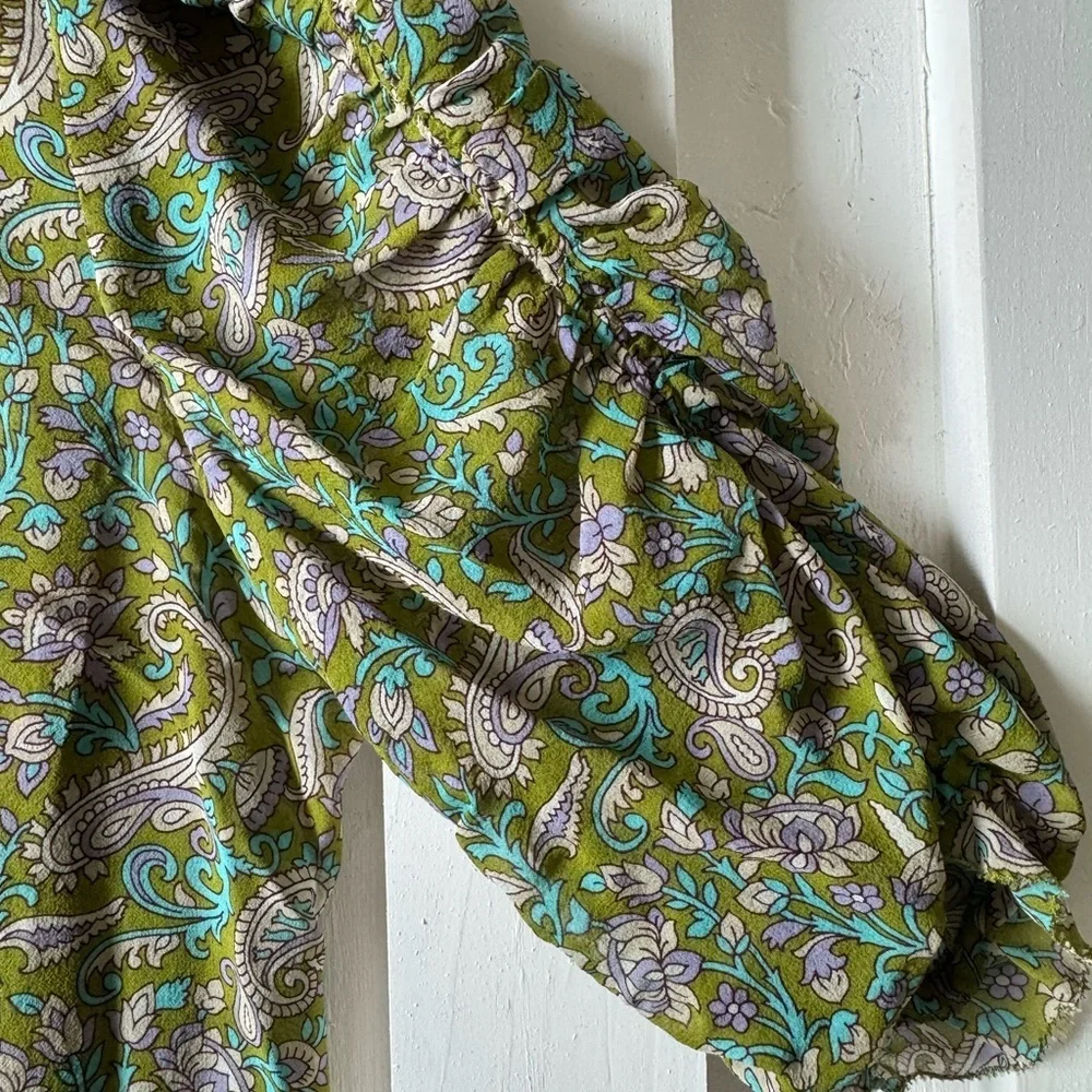 Veronica Beard Green Paisley Blouse - Picture 3 of 6